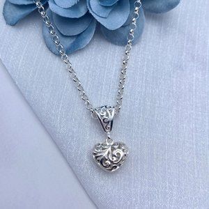 Heart Necklace Sterling Silver Filigree Heart Gift For Friend Gift For Her